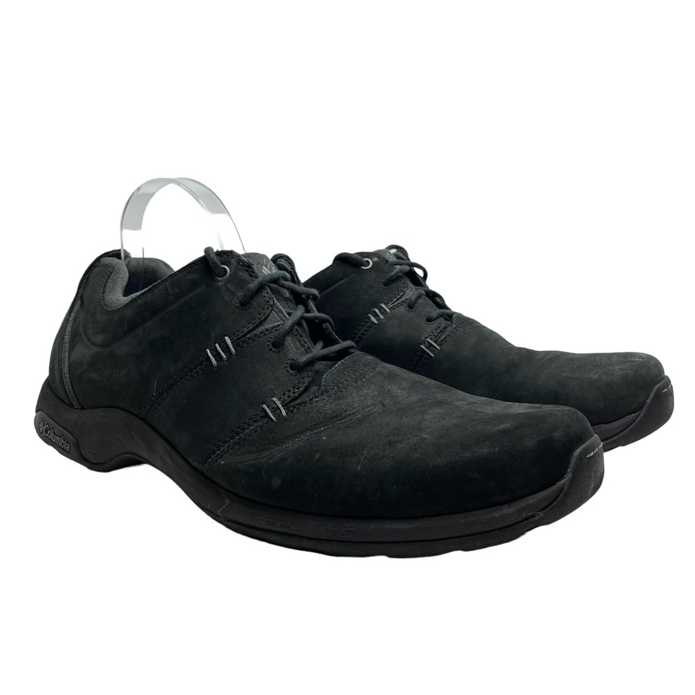 COLUMBIA Black Genuine Leather Suede Lace Up Low Top Sneakers OMNI-GRIP Shoes 15